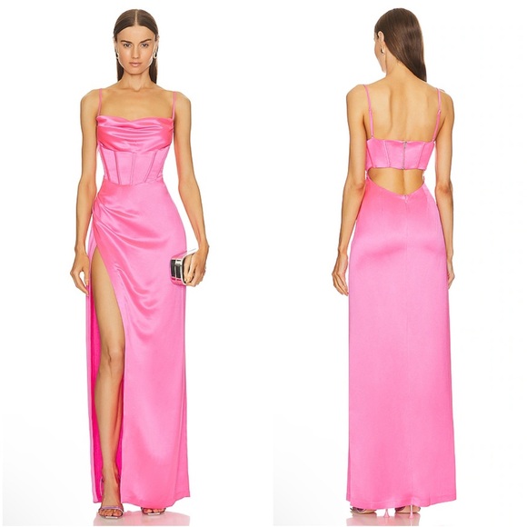 Retrofete Dresses & Skirts - NEW Retrofete Rosa Corset Drape Maxi Dress NWT Hyper Pink Revolve